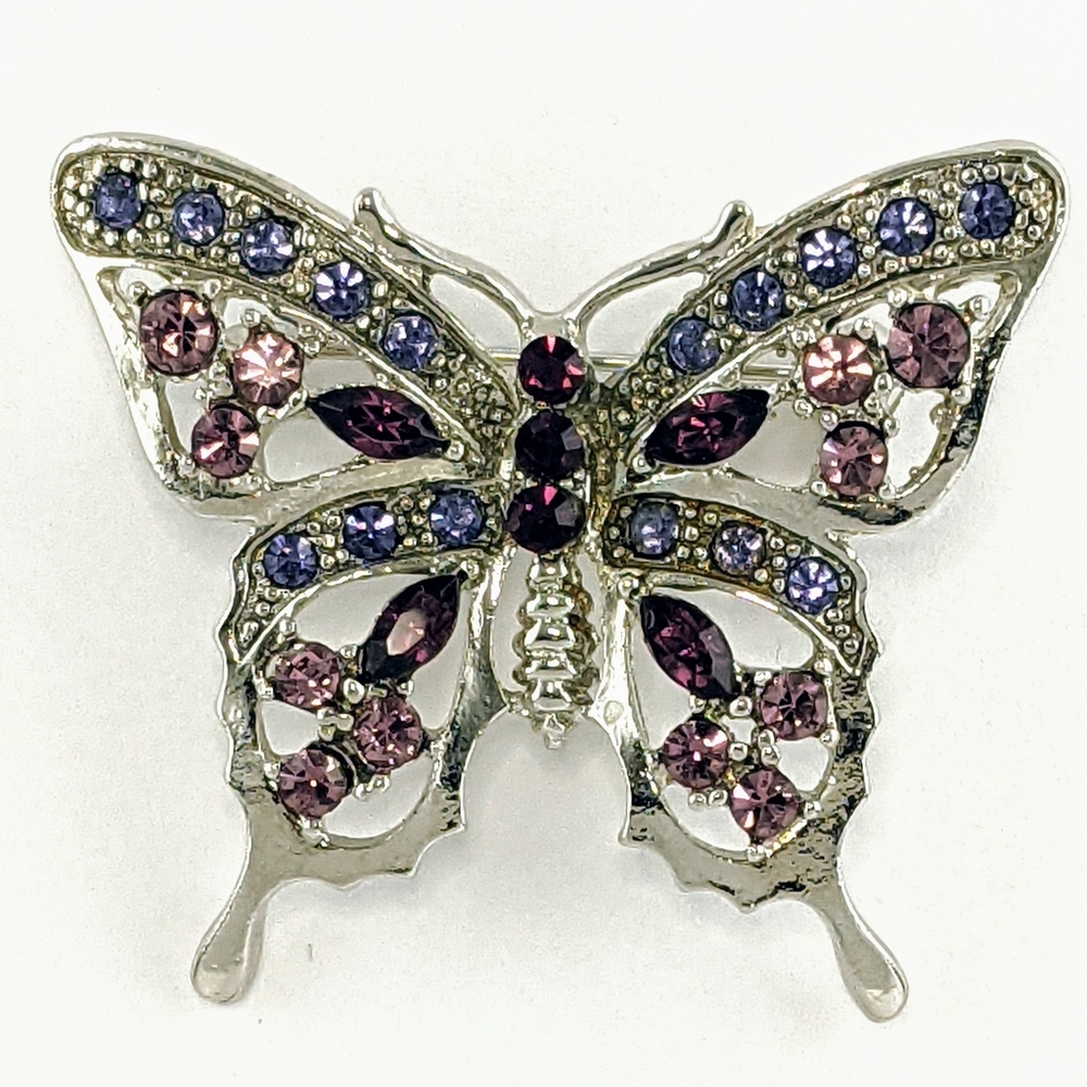 Vintage Sparkling Butterfly Brooch Pin